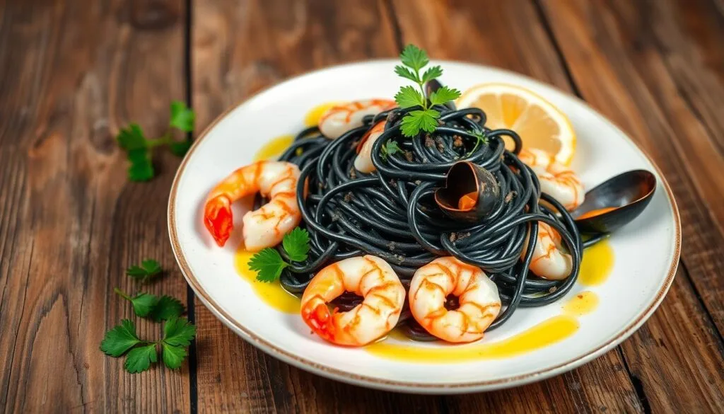 Squid ink linguine