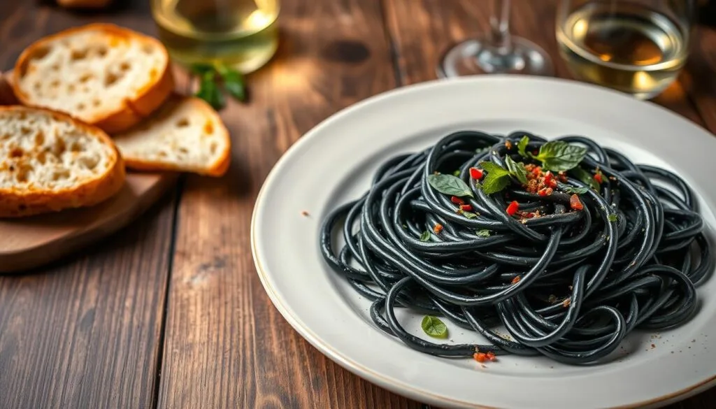 octopus ink fettuccine