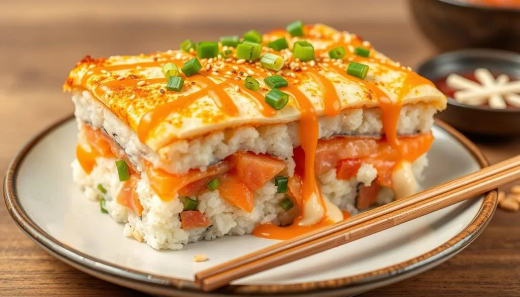 salmon and cream cheese sushi bake