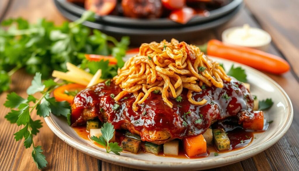 Crispy Onion-Topped BBQ Chicken