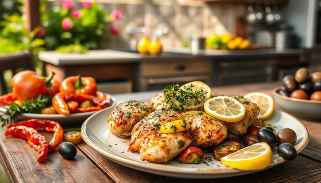 Mediterranean-style lemon herb chicken thighs